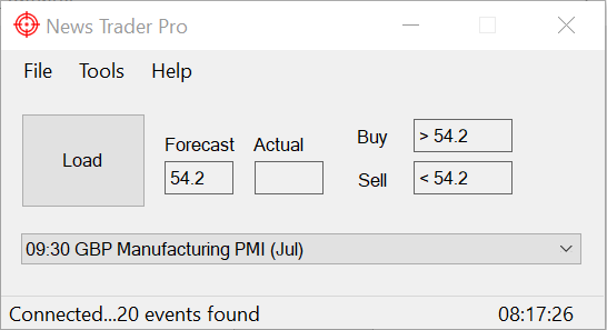 News Trader Pro Main Window