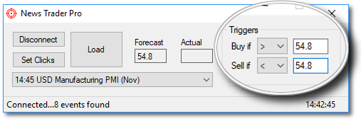 News Trader Pro - Enter Triggers